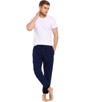 Sleep Bottoms Men's 100% Cotton Flannel Jogger Pajama Lounge Pant - Insignia Blue - CF1884IZAA0