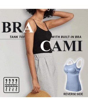 Camisoles & Tanks Women's Cotton Camisole Tops with Built in Bra Neck Vest Padded Slim Fit Tank Tops Underwear 2 in 1 Vest - ...