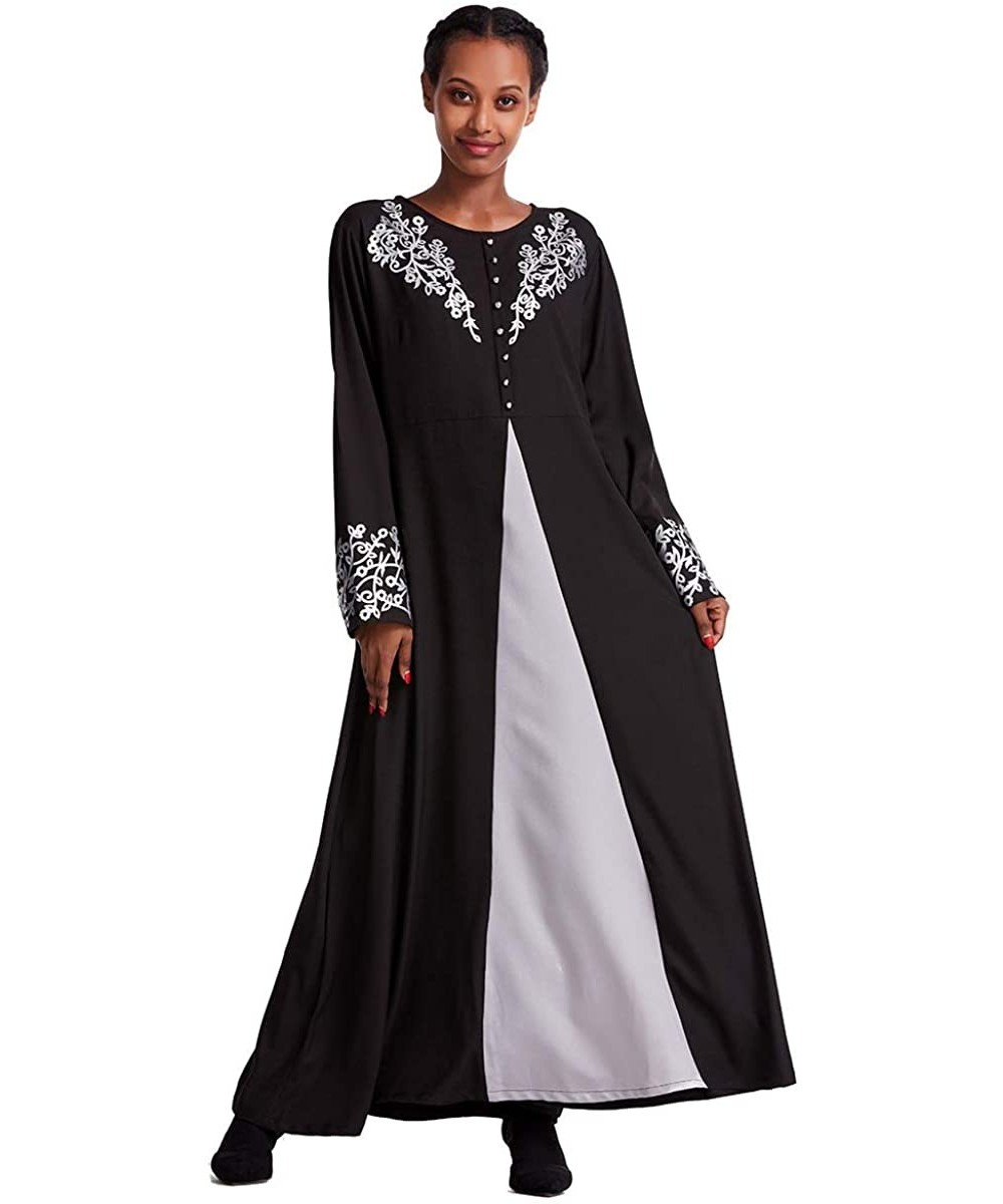 Robes Women's Muslim Dress Saudi Arab Soft Robe Ethnic Clothes Abaya Dress - Silver a - CQ1977Y5U22