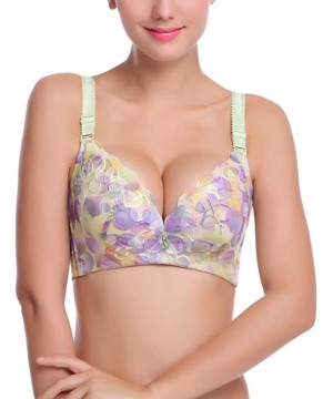 Bras Ladies Deep V Gathered Embroidery Adjustable Bra Beauty Pushup Bra - Fruit Green - C111TLU9JBX