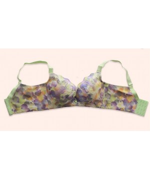 Bras Ladies Deep V Gathered Embroidery Adjustable Bra Beauty Pushup Bra - Fruit Green - C111TLU9JBX