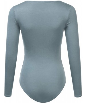 Shapewear Womens Stretchy V-Neck Soft Knit Bodysuit with Plus Size - Awsbsl012_darkdenim - C91935OYAK3