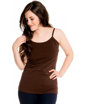 Camisoles & Tanks Layering Cami Soft Yet Durable Extra Length- Neckline Coverage Camisole - Dutch Brown - CH18HZS9WWI