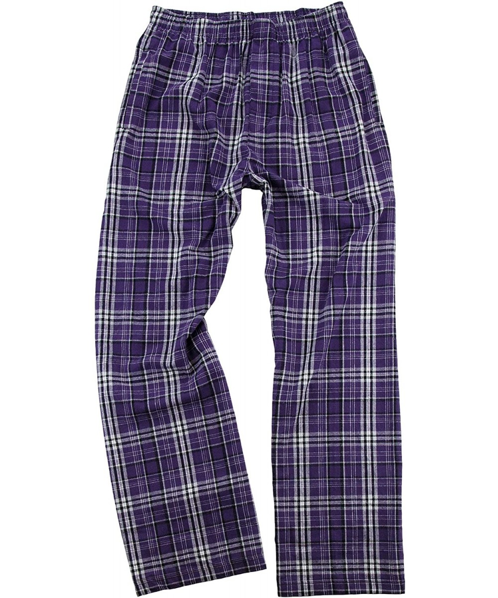 Sleep Sets Boxercraft Mens Flannel Pant & Garment Guide- Adult Sizes - Purple/Grey - CE18ZS88EHO