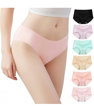 Panties 6 Pack Women's Seamless Invisible Panties Mid-Rise Underwear No Show Laser Cut Hipster Brief - Assorted Colors - CK18...