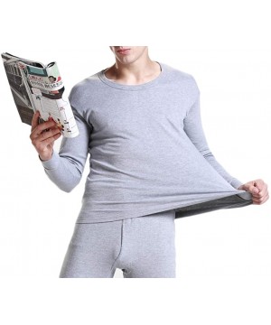 Thermal Underwear Mens Ultra Soft Thermal Underwear Winter Warm Long Johns Set Top and Bottom Base Layer - 8816light Gray - C...