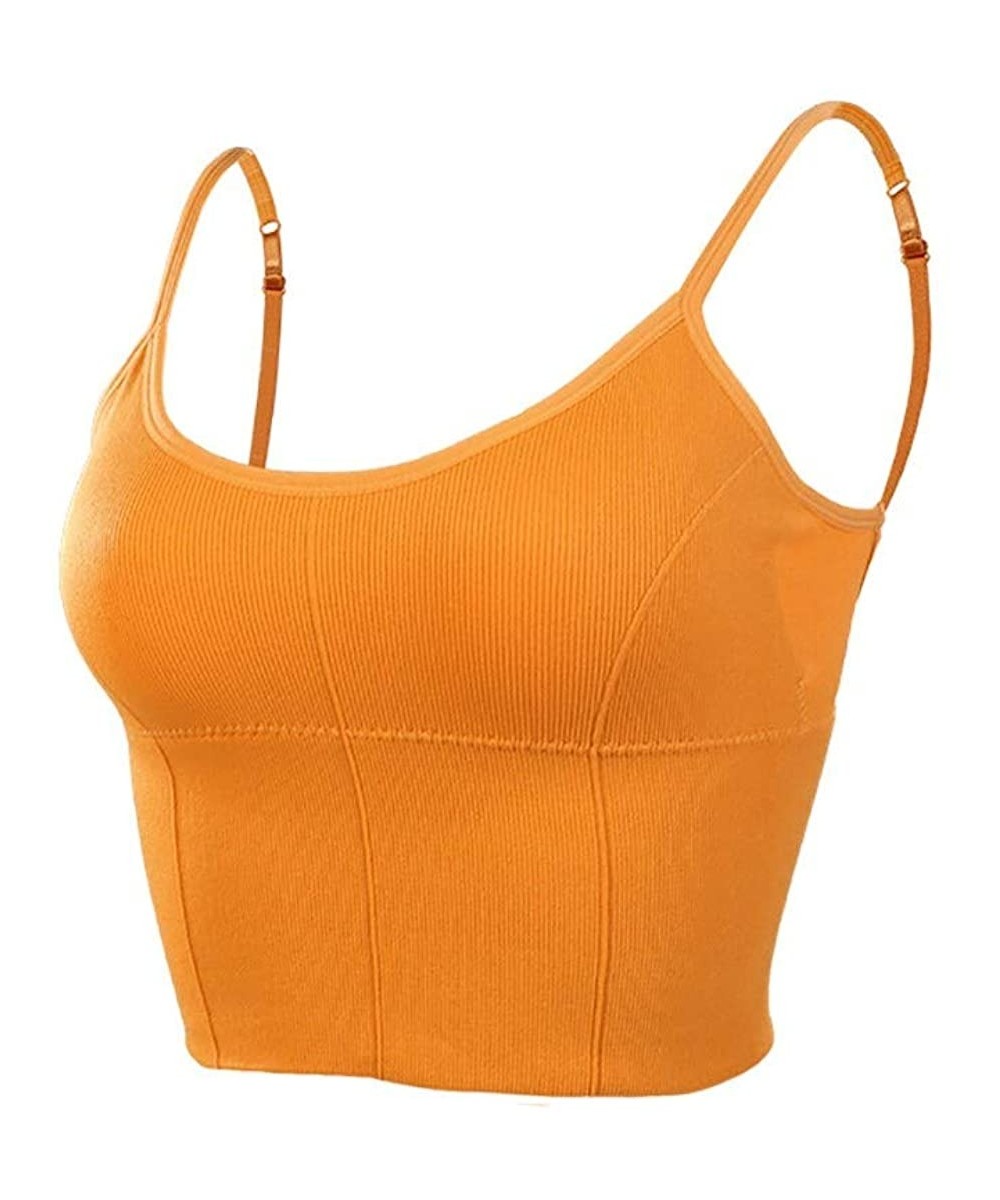 Camisoles & Tanks Women Cami Bra Halter Summer Padded Rull Up Rib Bralette Tank Cami Crop Top Neck Bra Beautiful Racerback Ve...