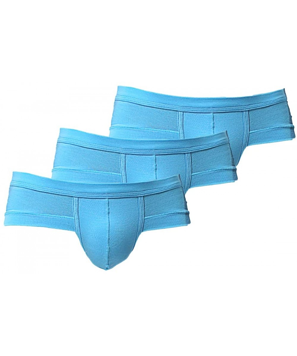 Briefs Mens Underwear Functional Solid Color Modal Breathable Casual Brief 3-Pack - Blue - CX192AS3WIT