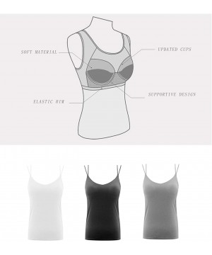 Camisoles & Tanks Padded Bra Tank Top with Built-in Bra Spaghetti Solid Cami Top Vest Female Camisole Fitness Shirt - White -...