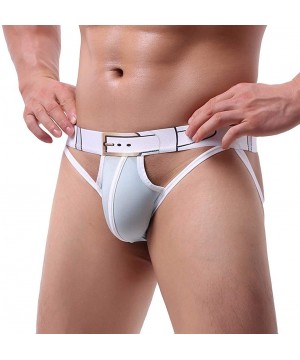 G-Strings & Thongs Men's Sexy Hollow Out Thong Erotic Open Crotch Underwear Gay Briefs Plus Size - Skyblue - CJ18XS7R6SM