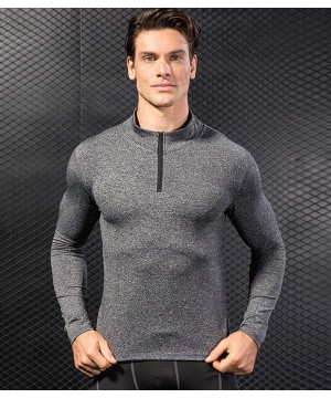 Thermal Underwear Men's Thermal Underwear Fleece Lined Midweight Baselayer Layered Shirt 1/4 Zip Neck Top - B9004 Blue - CB18...