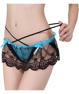 Panties Panties Sexy Lace Laced Briefs Thong Bowknot - Blue - CT19833WQHU