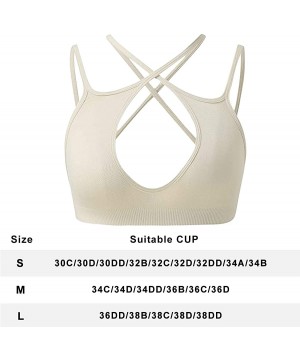 Bras Women's Versatility Strappy Bras Seamless One-Piece High Elastic Bralettes Unpadded Wireless Bras - Beige 2pk - CL18AI4X4QT