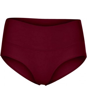 Tops Womens Clothing Panties Underwear High Waist Full Coverage Soft Stretch Breathable Cotton Brief Assorted Colors Wine - C...