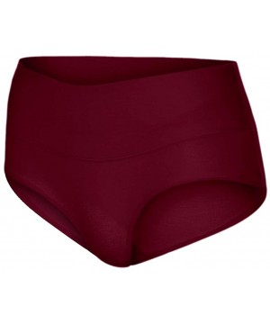 Tops Womens Clothing Panties Underwear High Waist Full Coverage Soft Stretch Breathable Cotton Brief Assorted Colors Wine - C...