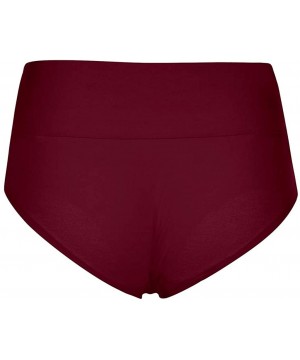 Tops Womens Clothing Panties Underwear High Waist Full Coverage Soft Stretch Breathable Cotton Brief Assorted Colors Wine - C...