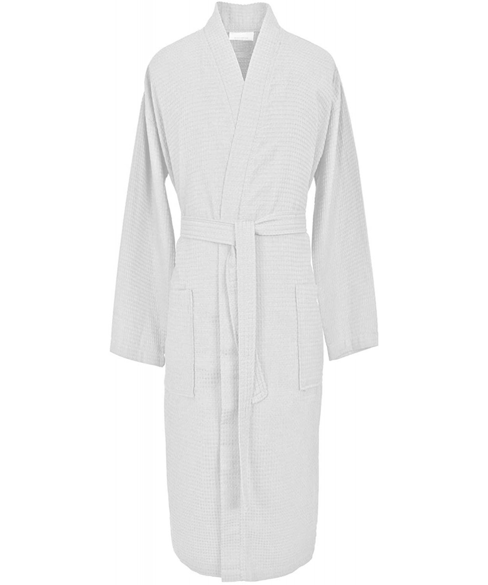 Robes Women's Long Waffle Kimono Robe- Polycotton- Made in Turkey - White - CE18YT905L7