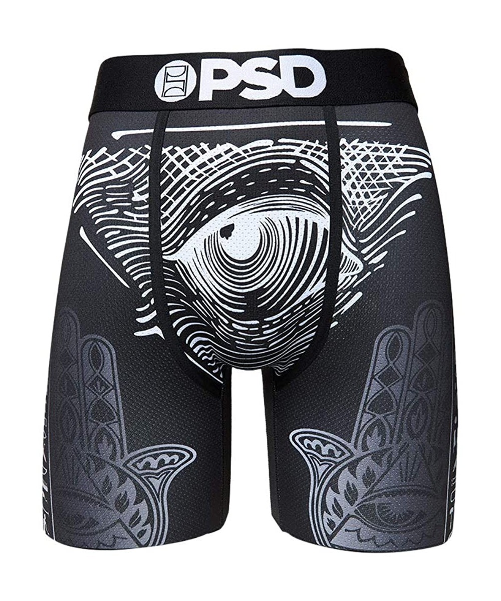 Boxer Briefs Men's Stretch Wide Band Boxer Brief Underwear Bottom - Black / All Seeing Eye - CF1966LZXXL