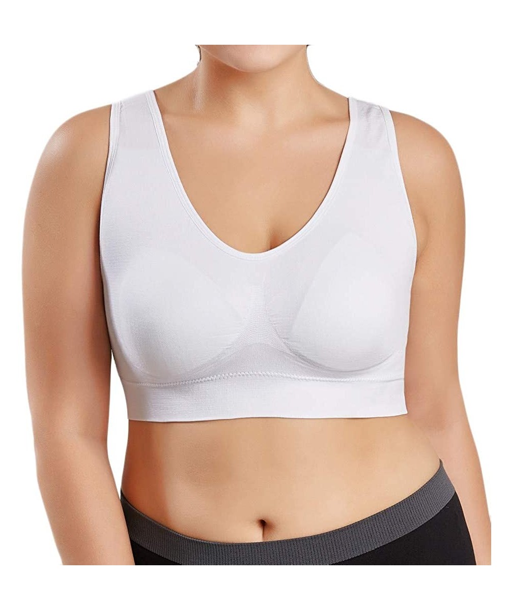 Bras Women Sport Bra Pure Color Plus Size Ultra-Thin Large Bra Sports Bra Full Bra Cup - White - CI192E9L8CT