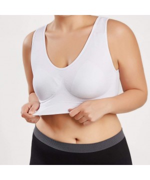 Bras Women Sport Bra Pure Color Plus Size Ultra-Thin Large Bra Sports Bra Full Bra Cup - White - CI192E9L8CT