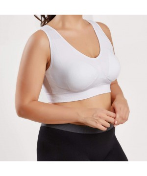 Bras Women Sport Bra Pure Color Plus Size Ultra-Thin Large Bra Sports Bra Full Bra Cup - White - CI192E9L8CT