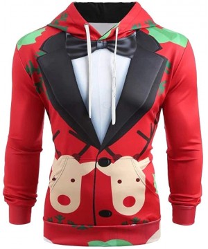 Thermal Underwear 3D Funny Christmas Hoodie Printed Sweatshirt Ugly Sweater Long Sleeve Tops with Pocket for Men Women - Red ...