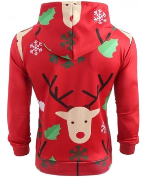 Thermal Underwear 3D Funny Christmas Hoodie Printed Sweatshirt Ugly Sweater Long Sleeve Tops with Pocket for Men Women - Red ...