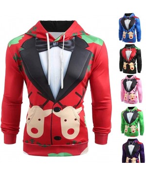 Thermal Underwear 3D Funny Christmas Hoodie Printed Sweatshirt Ugly Sweater Long Sleeve Tops with Pocket for Men Women - Red ...