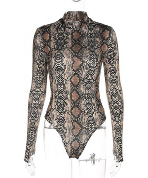 Baby Dolls & Chemises Plus Size Lingerie Bodysuit for Women for Sex Serpentine Printing Teddy Set Long Sleeve One Piece Babyd...