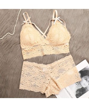 Sets Lingerie for Women for Sex Sexy Womens Lace Bra Briefs Lingerie Underwear Pajamas Camisole Sleepwear Set Z2 khaki - CR19...