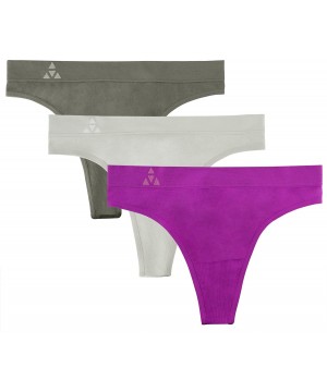 Panties Women's Wicking Performance Seamless Thong Panties 3-Pack Underwear - Mulberry Group - CJ1855S29S0