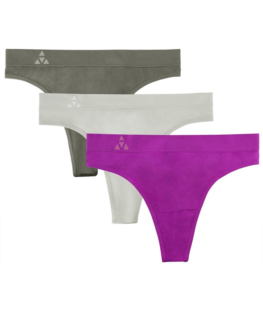 Panties Women's Wicking Performance Seamless Thong Panties 3-Pack Underwear - Mulberry Group - CJ1855S29S0