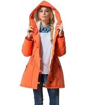 Thermal Underwear Women Winter Fleece Coat Long Sleeve Hooded Outdoor Wind Warm Zip Pocket Jacket - A-orange - CX19232WD58