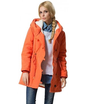 Thermal Underwear Women Winter Fleece Coat Long Sleeve Hooded Outdoor Wind Warm Zip Pocket Jacket - A-orange - CX19232WD58