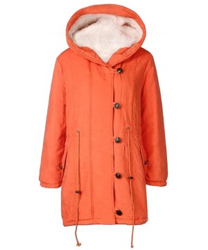 Thermal Underwear Women Winter Fleece Coat Long Sleeve Hooded Outdoor Wind Warm Zip Pocket Jacket - A-orange - CX19232WD58