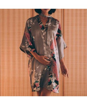 Robes Sexy XXXL Bride Bridesmaid Wedding Dressing Robe Gray Lady Kimono Bath Gown Large Size Casual Sleepwear Floral Nightgow...