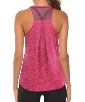 Tops Women Workout Tops Mesh Racerback Tank Yoga Shirts Gym Clothes - D-pink - CI190ZXCXMI