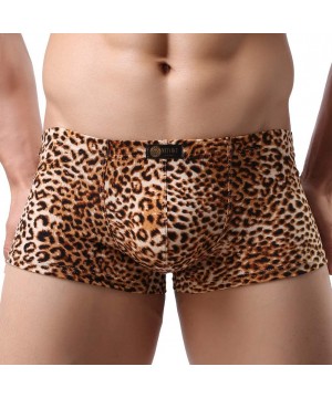 G-Strings & Thongs Sexy Men's Low Waist Bamboo Thong Leopard Underwear - Yellow-1 - CS1899UEOHO