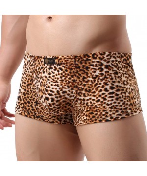 G-Strings & Thongs Sexy Men's Low Waist Bamboo Thong Leopard Underwear - Yellow-1 - CS1899UEOHO