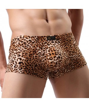 G-Strings & Thongs Sexy Men's Low Waist Bamboo Thong Leopard Underwear - Yellow-1 - CS1899UEOHO