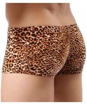 G-Strings & Thongs Sexy Men's Low Waist Bamboo Thong Leopard Underwear - Yellow-1 - CS1899UEOHO