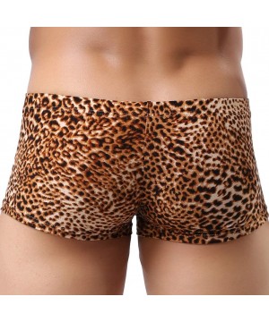 G-Strings & Thongs Sexy Men's Low Waist Bamboo Thong Leopard Underwear - Yellow-1 - CS1899UEOHO