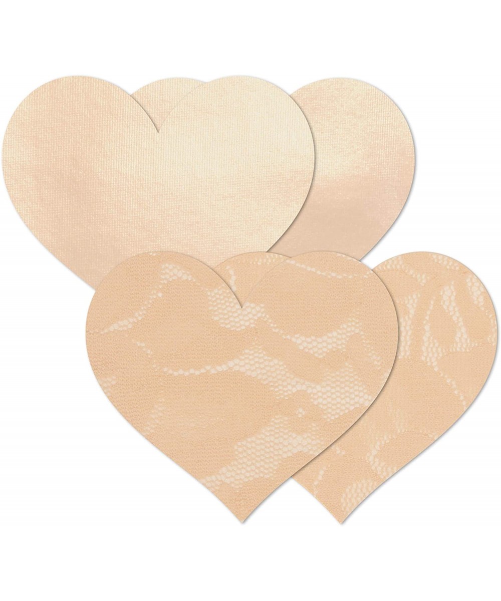 Accessories Women's Creme Heart Waterproof Adhesive Fabric Nipple Cover Pasties (Size Small) - CJ11396UZJ5