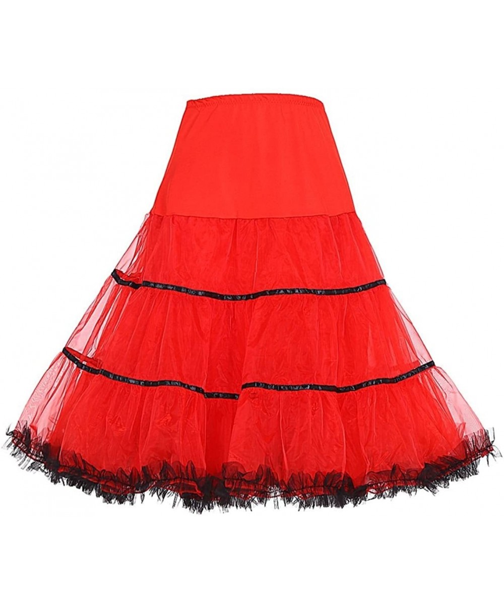 Slips Women's Vintage Rockabilly Net Petticoat Skirt Tutu 1950s Underskirt - Black-redline - CM18AEG0G2W