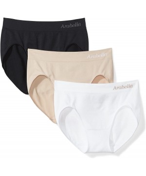 Panties Women's Seamless Hi Cut Brief Panty- 3 Pack - Black/Sunbeige/White - C3188AN32RY