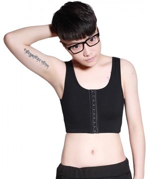 Bustiers & Corsets Front 3 Row Hook Elastic Breathable Chest Binder Tomboy Trans Lesbian - Black - CI18EL6NIUW