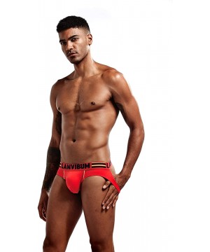 G-Strings & Thongs Mens Sexy Bikini Jockstrap Sexy Underwear for Men G-String Thong - Red - CH1978Q69X0