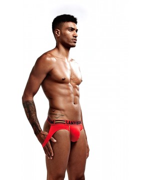 G-Strings & Thongs Mens Sexy Bikini Jockstrap Sexy Underwear for Men G-String Thong - Red - CH1978Q69X0