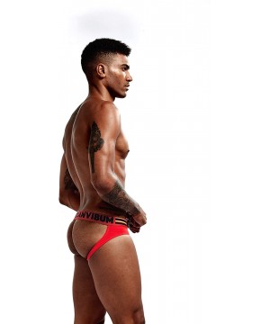 G-Strings & Thongs Mens Sexy Bikini Jockstrap Sexy Underwear for Men G-String Thong - Red - CH1978Q69X0