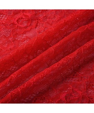 Baby Dolls & Chemises Women's Plus Size Halter Lace Lingerie Mesh Stretch Babydoll Chemise with Garters - Red - C019466H4CN